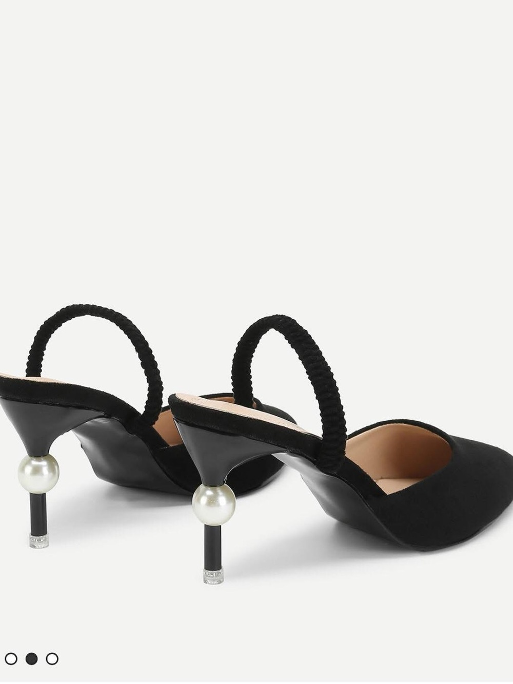SHEIN Black Slingback Pumps with Pearl Heel Accent